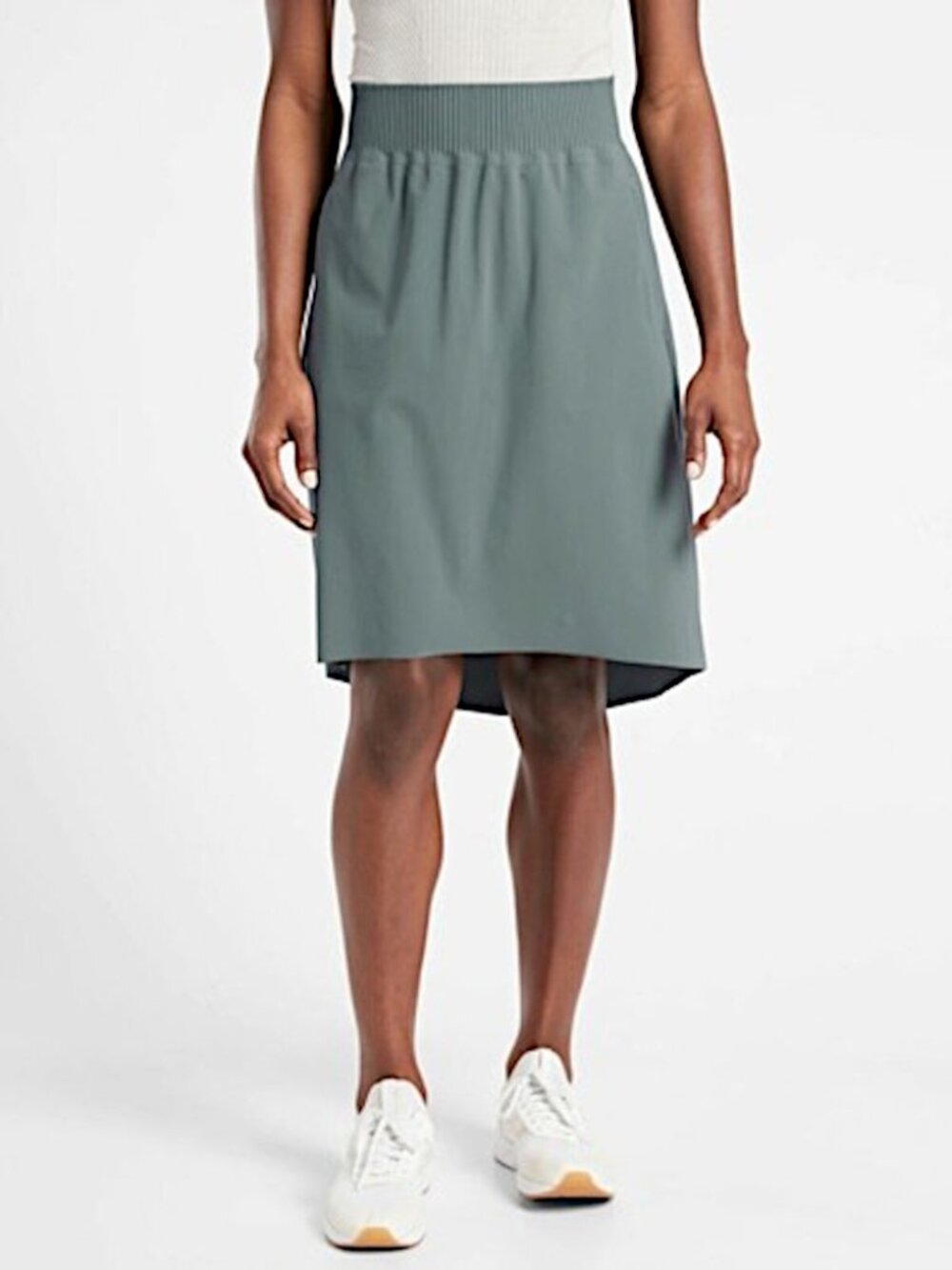 Athleta Cosmic Skirt XL Metropolis Gray knee length hi-lo travel pockets - Picture 2 of 4
